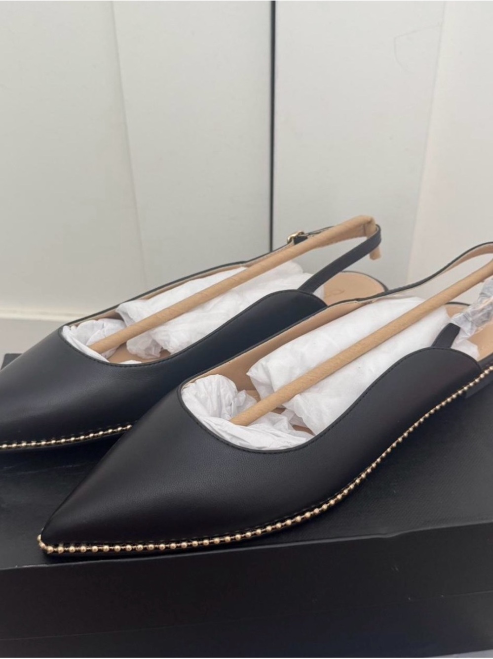 Coach Women’s Vae Leather Studded Slingback Flats Size 8.5